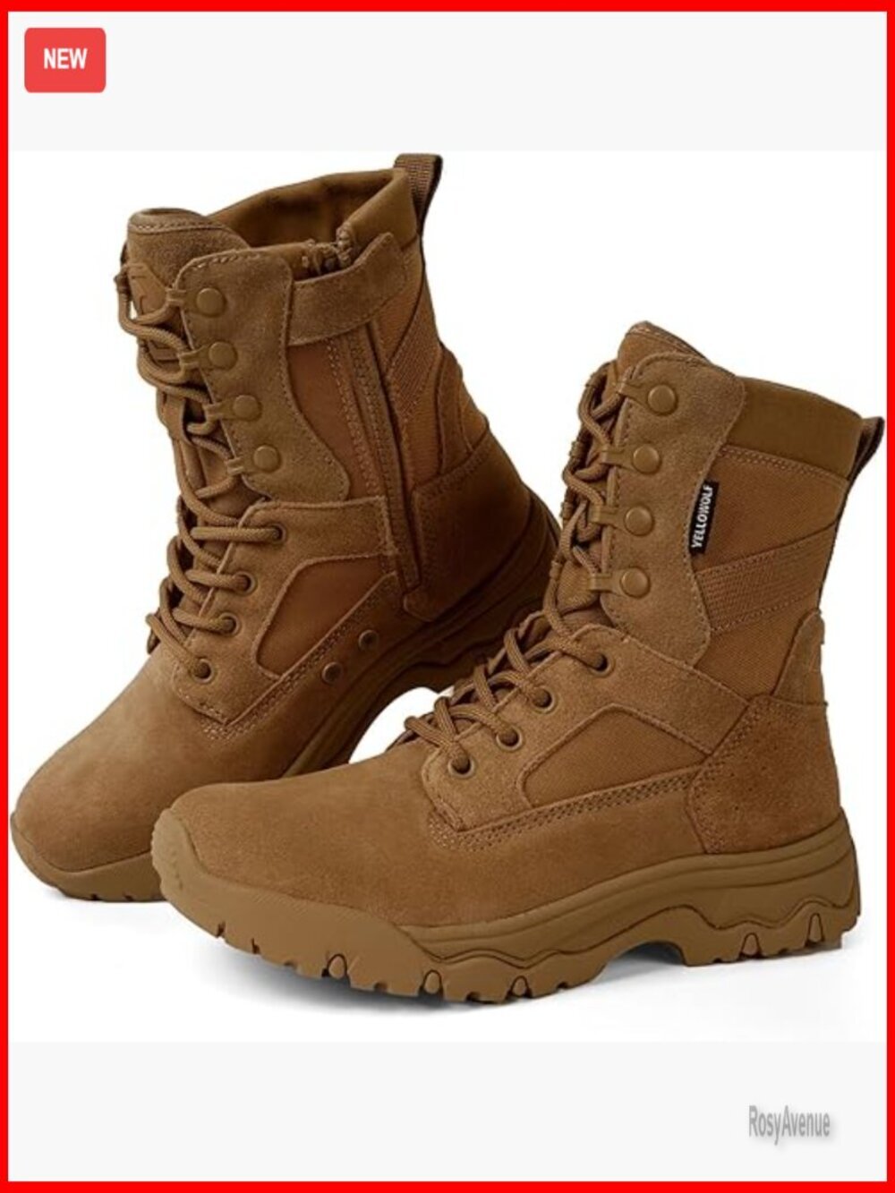 Women's 8-Inch Tactical Boots with Side Zipper Lightweight Combat Work Shoes